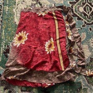 Fashion Floral Red and Gray Wrap Skirt